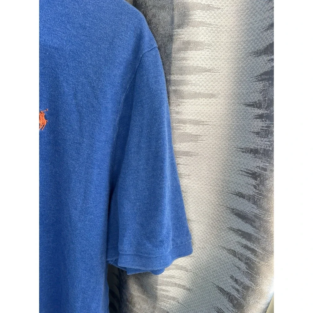 Polo Ralph Lauren XXL‎ Classic Fit Blue Shirt Orange Polo Player Embroidery